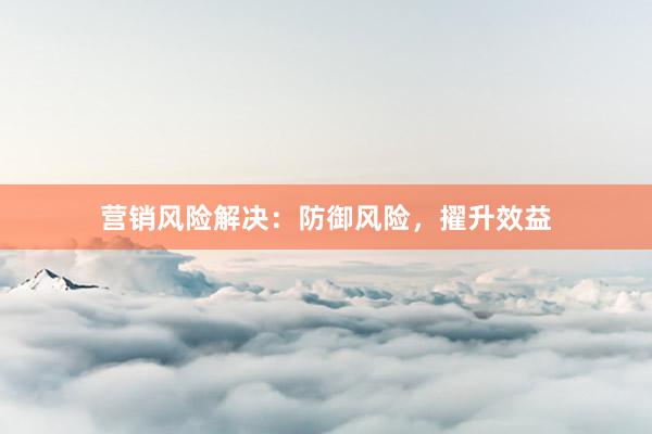 营销风险解决：防御风险，擢升效益